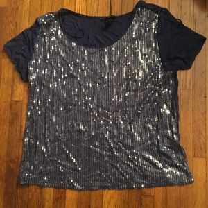 H & M Navy sequin T-shirt